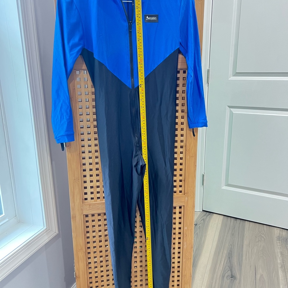 Aeroskin wetsuit Blue and Black One-Piece Zippered Jumpsuit look